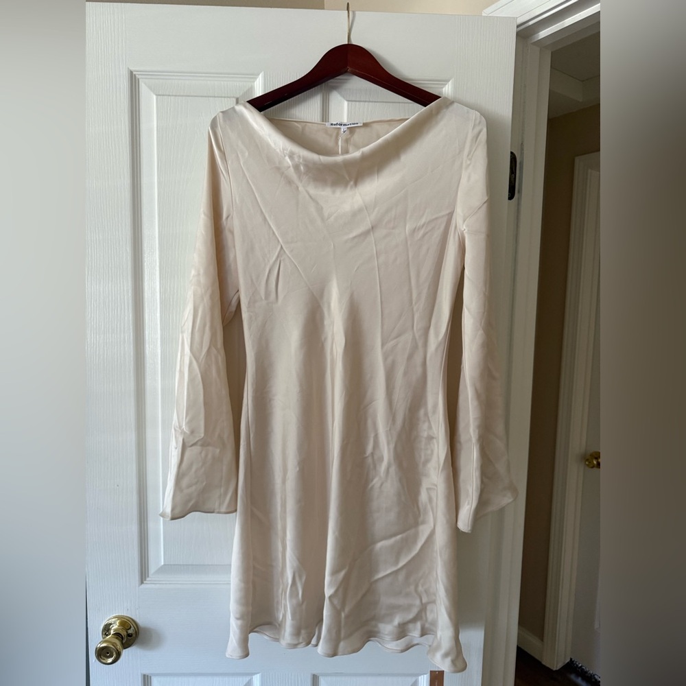 Reformation Cream Satin Blouse